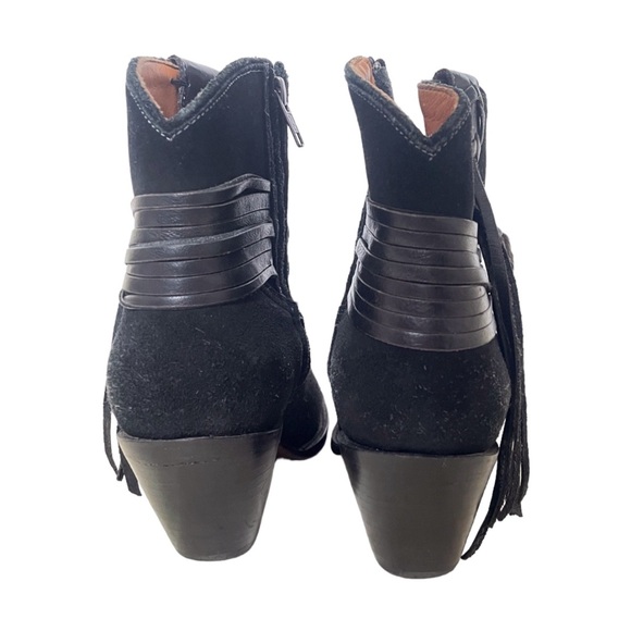 Lucchese Robyn Feather Boots Black Sz 10 B EUC Boho Style Suede Leather - Picture 4 of 9